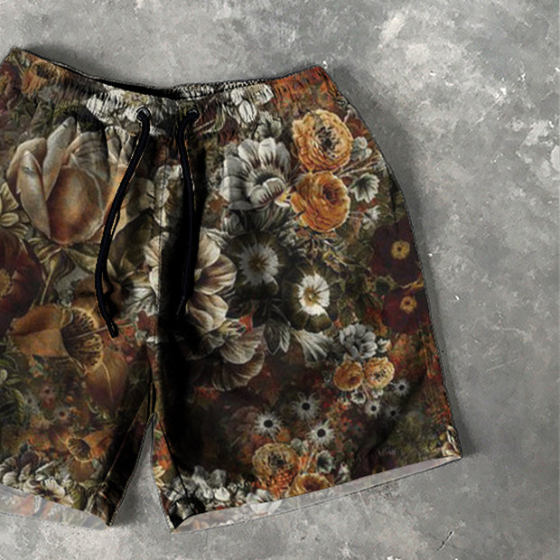 Vintage Floral Print 5 Inseam Shorts