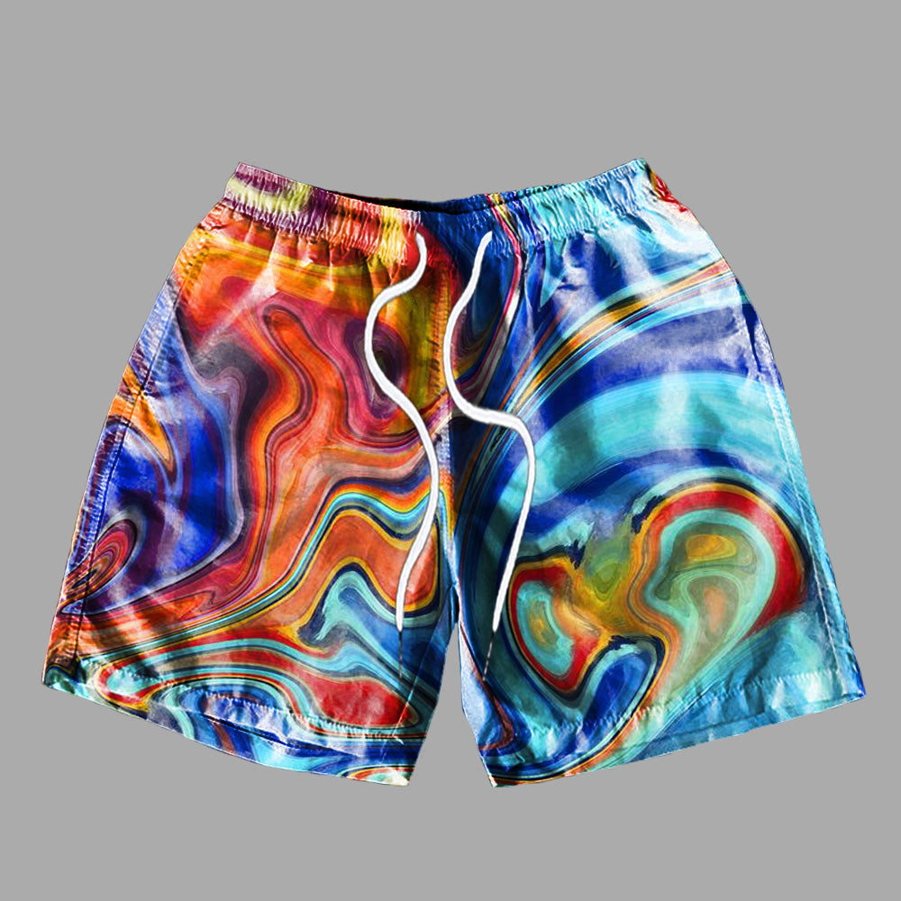 Colorful Tie-dye Hawaiian Print Shorts