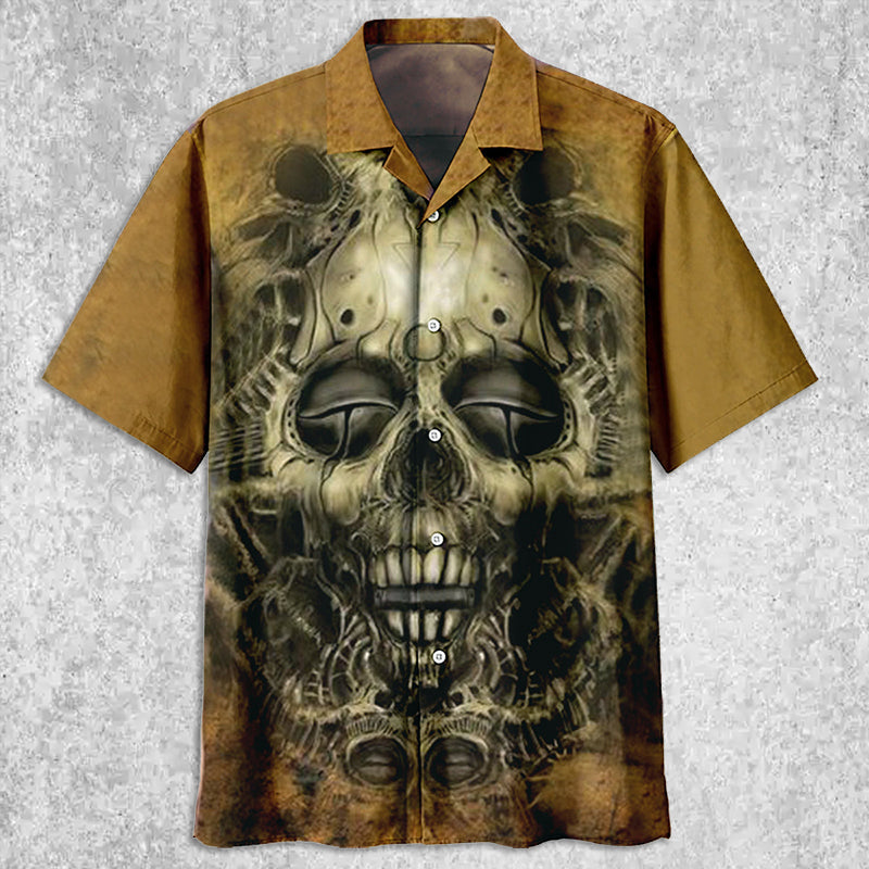 Skull Creative Print Fashion Casual Men's Shirt