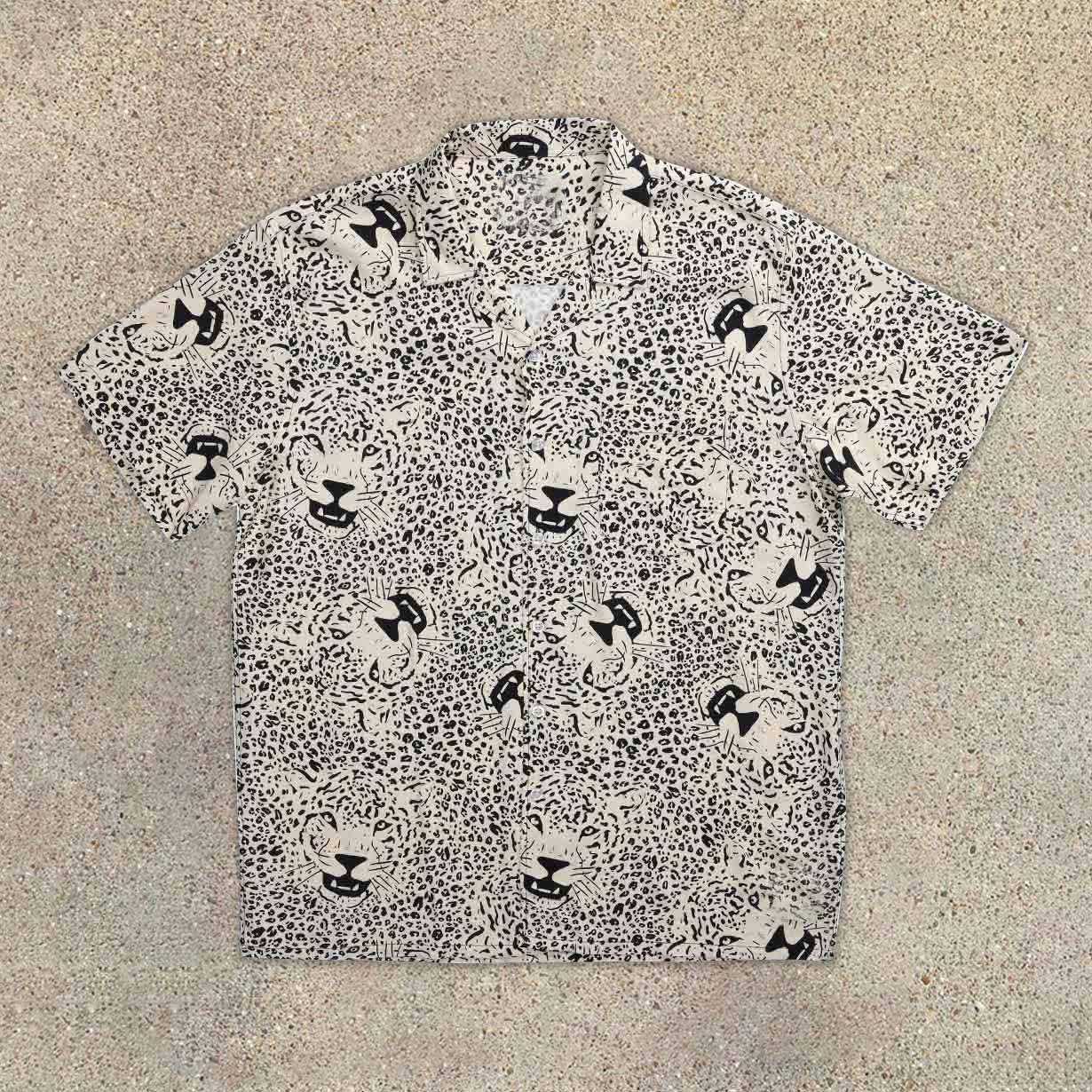 Tiger and Leopard Print Seaside Short Sleeve Shirt