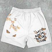 Vintage Butterfly Street Print Track Shorts