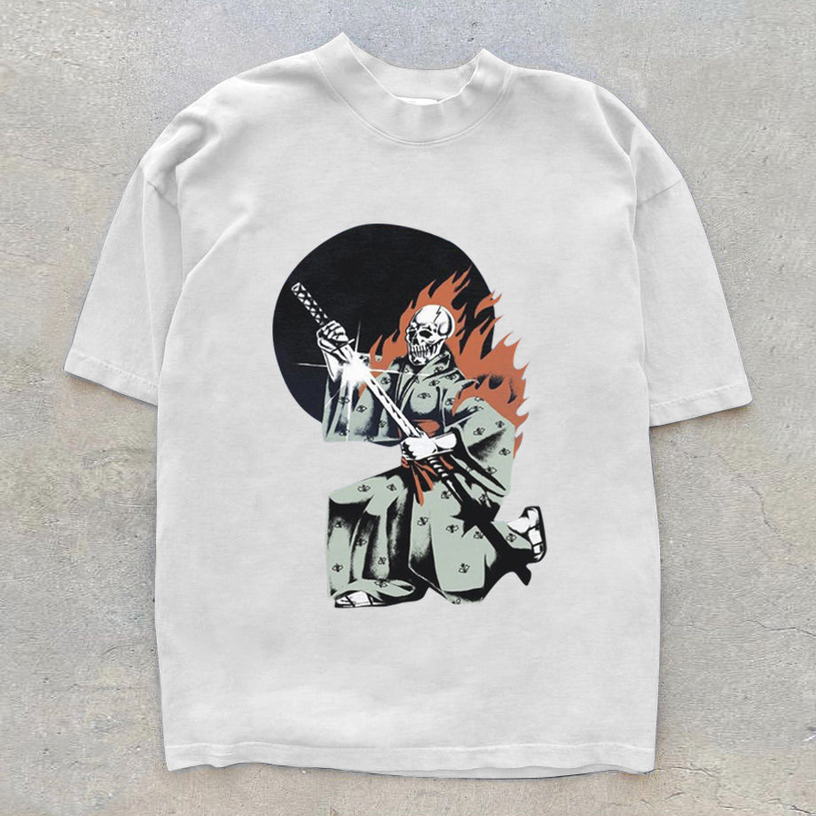 Statement street samurai print T-shirt