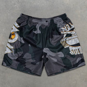 tank graphic print camouflage shorts