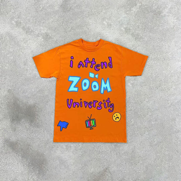 Zoom university casual street short sleeve T-shirt