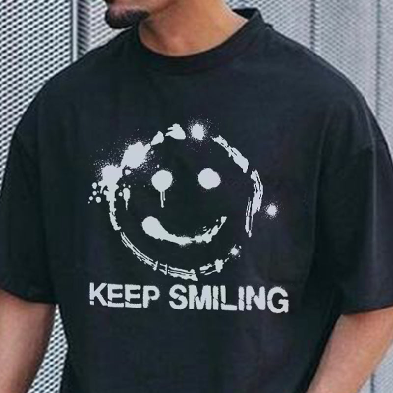 Smiley Graphic Print Short Sleeve T-Shirt