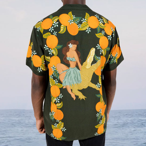 Beach Girl Pattern Holiday Short Sleeve Shirt